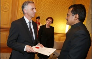 Ambassador M.K. Lokesh presented credentials to Swiss President H.E. Mr. Didier Burkhalter at the Federal Palace in Berne on 14th January, 2014.