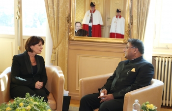Ambassador Sibi George presenting credentials to Swiss President