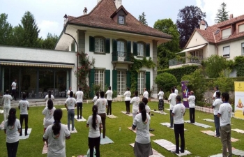 Curtain raiser for Yoga day in Berne, Switzerland on June 3rd 2019