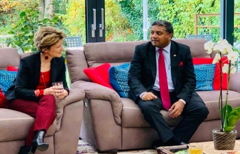 Honoured to receive HE Mme Marie- Gabrielle Ineichen- Fleisch, State Secretary, State Secretariat for Economic Affairs (SECO) of Switzerland at India House in Bern on October 31