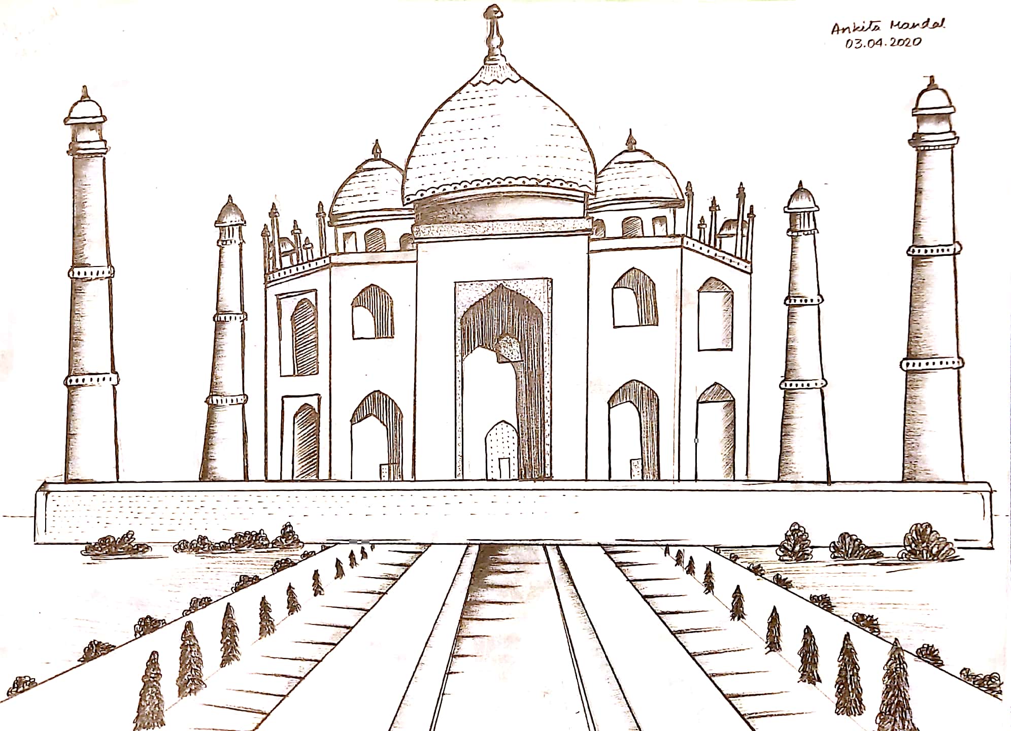 delhi doodle illustration black line art