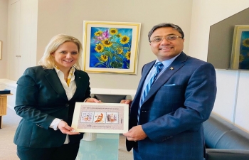 Amb Sibi George had a farewell call on HE Dr Katrin Eggenberger, Foreign Minister of The Principality of Liechtenstein on July 2, 2020 at Vaduz.